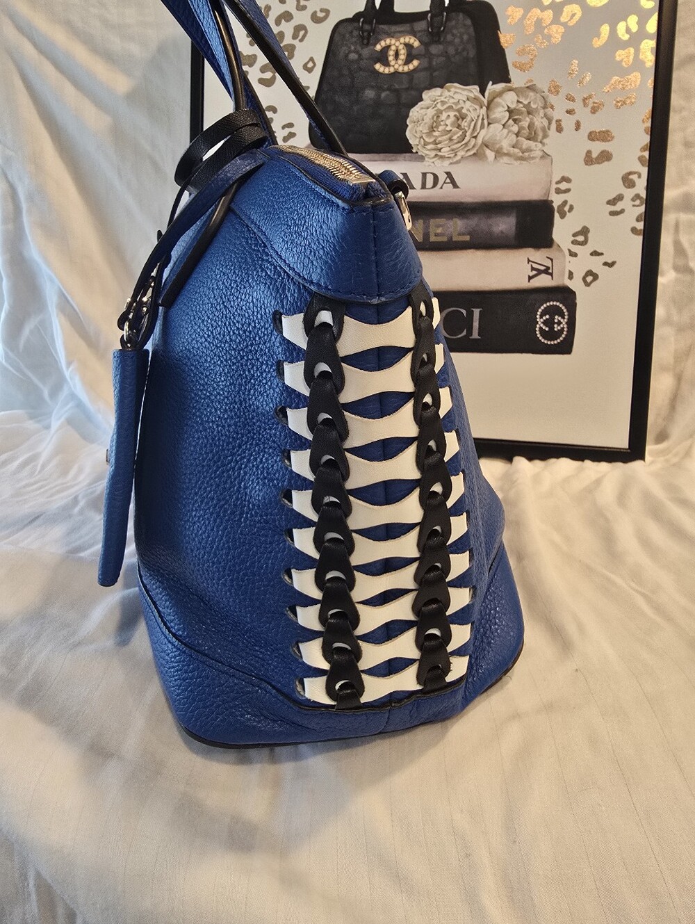 Henri Bendell Royal Blue With Whip Stitching And Two Bag Charms. - Picture 4 of 17